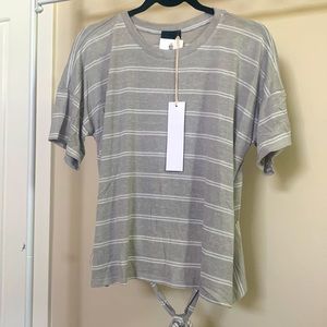 Urban outfitters NWT Lumiere gray stripe flowy y shirt peplum